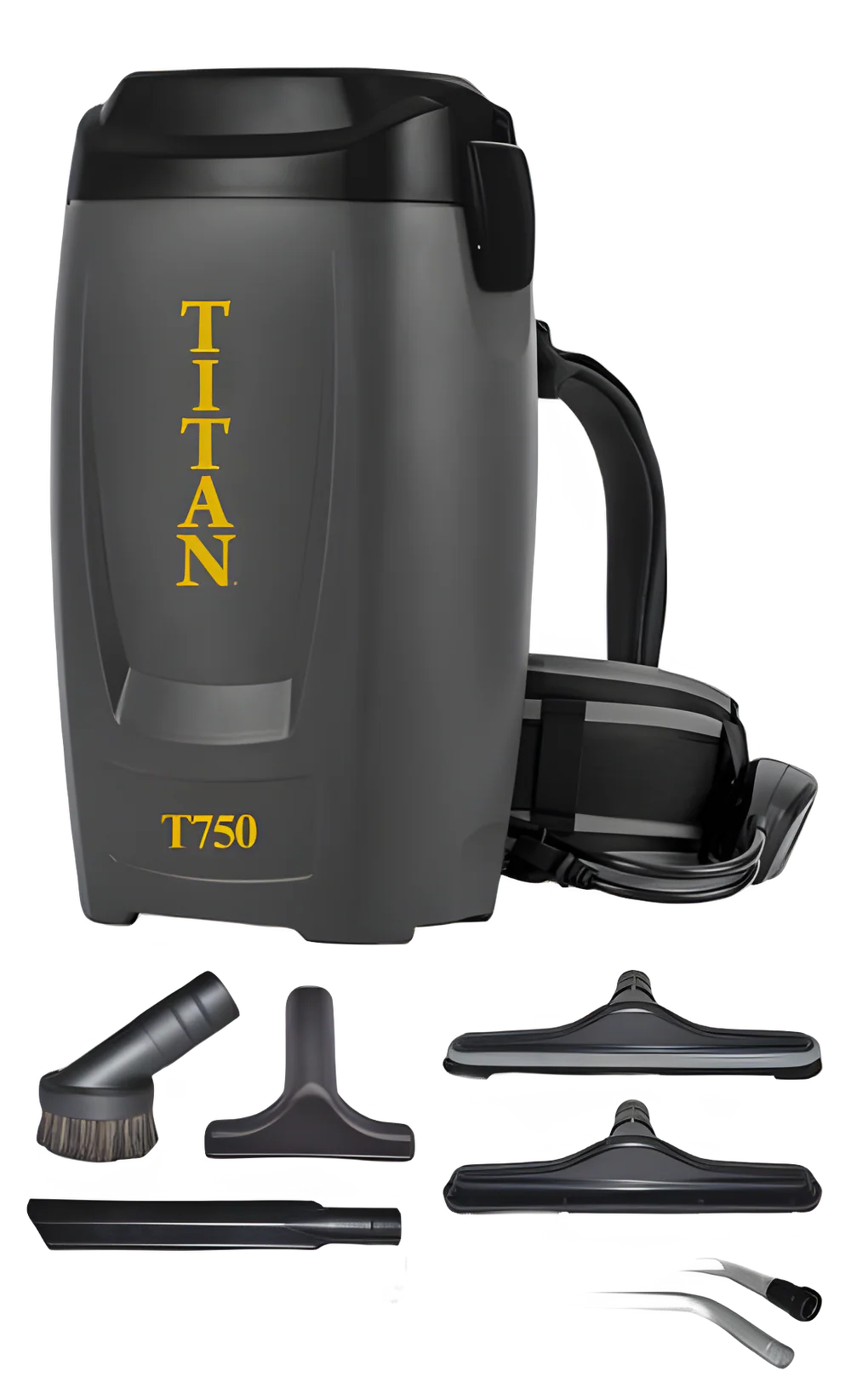 Titan T750 Commercial Backpack Vacuum Corded 6qt 1 1/2” Deluxe Tools