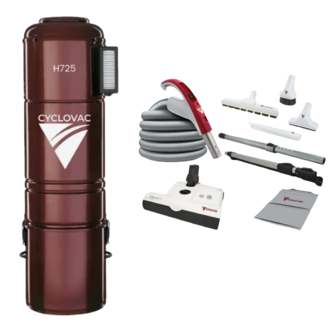 CycloVac H725 Premium Central Vacuum Package | SEBO ET-1 Powerhead, 35' Electric Hose & FREE Bags