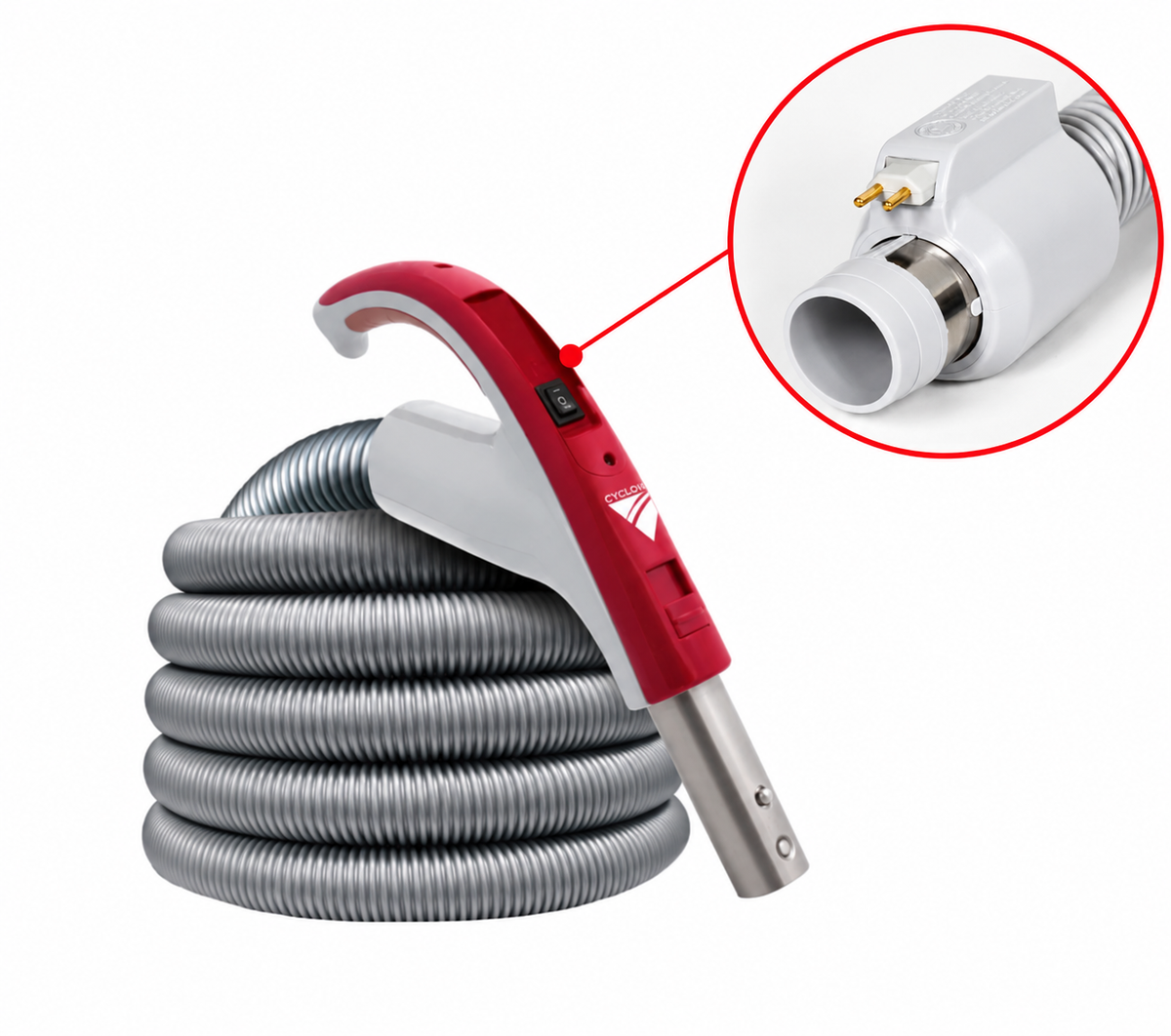 Exclusive Cyclovac Electric 110/24V hose with handle and hybrid connection