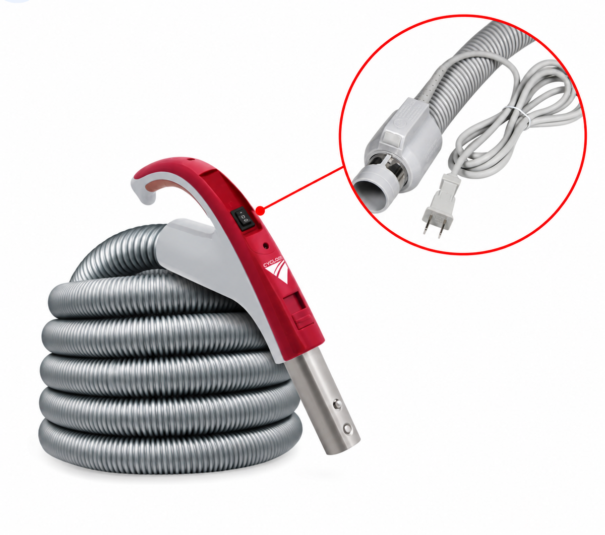 Exclusive Cyclovac Electric 110/24V hose with handle and hybrid connection