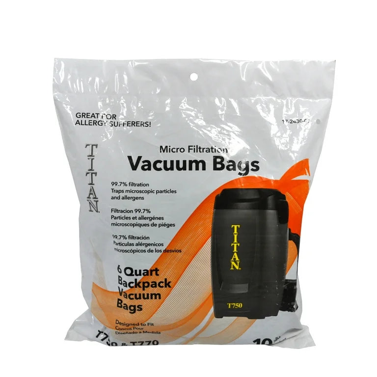 Titan T750, T770 Backpack 6 QT Vacuum Bags 10pk #SC100