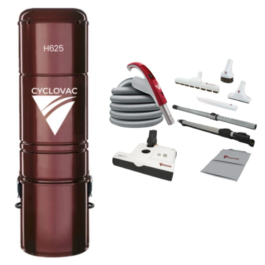 CycloVac H625 Premium Central Vacuum Package | SEBO ET-1 Powerhead, 35' Electric Hose & FREE Bags