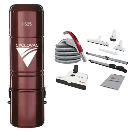 CycloVac H625 Premium Central Vacuum Package | SEBO ET-1 Powerhead, 35' Electric Hose & FREE Bags